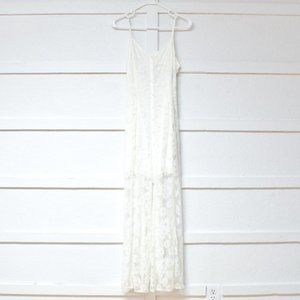 NWT HOLLISTER White Floral Lace Overlay Strappy Maxi Dress | Size XS